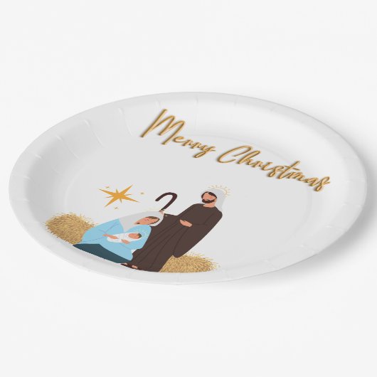 Weihnachtspapier Teller Krippe (Schrägansicht)