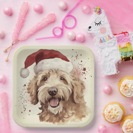 Weihnachtspapier-Teller mit goldendoodle Pappteller (Party)