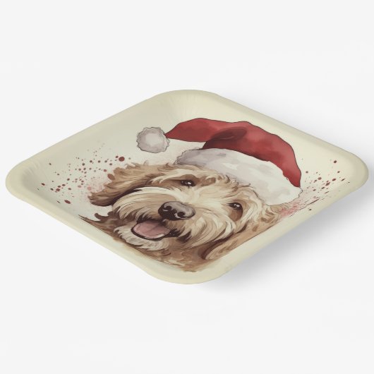 Weihnachtspapier-Teller mit goldendoodle Pappteller (Gewinkelt)