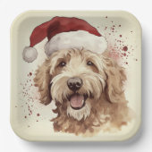 Weihnachtspapier-Teller mit goldendoodle Pappteller (Vorderseite)