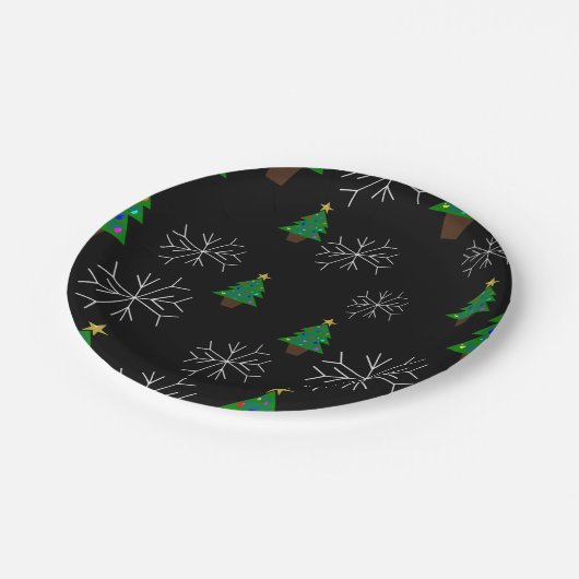 Weihnachtspapier-Teller Pappteller (Schrägansicht)