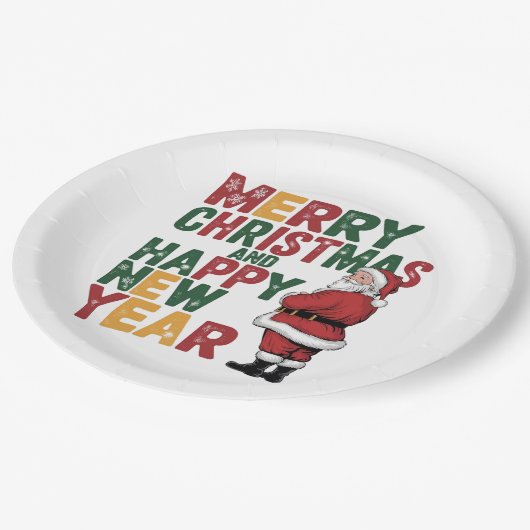 Weihnachtspapier-Teller Pappteller (Schrägansicht)