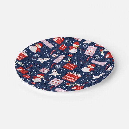 Weihnachtspapier-Teller Pappteller (Schrägansicht)