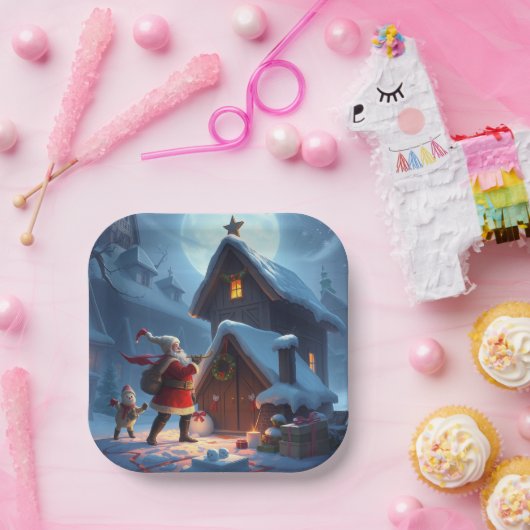 Weihnachtspapier-Teller Pappteller (Party)