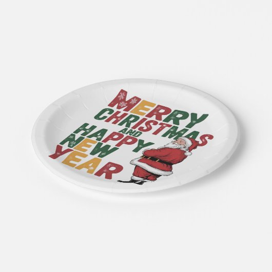 Weihnachtspapier-Teller Pappteller (Schrägansicht)