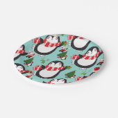 Weihnachtspapier-Teller, Pinguin Pappteller (Schrägansicht)