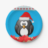 Weihnachtspapier-Teller, Pinguin Pappteller (Vorderseite)