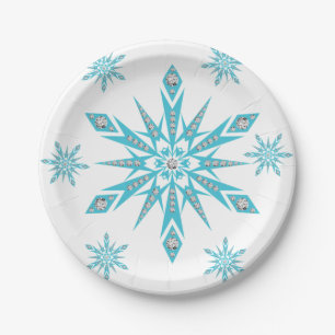 Weihnachtspapier-Teller, Schneeflocken Pappteller