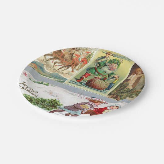 Weihnachtspapier-Teller, Vintag Pappteller (Schrägansicht)