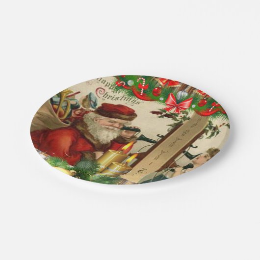 Weihnachtspapier-Teller, Vintag Pappteller (Schrägansicht)