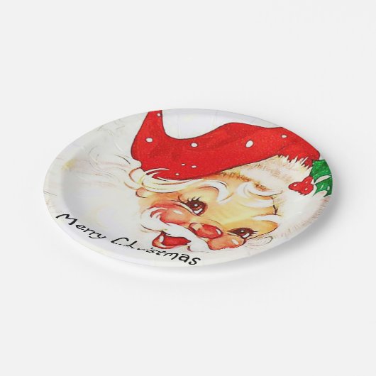 Weihnachtspapier-Teller, Vintage Tafel Pappteller (Schrägansicht)