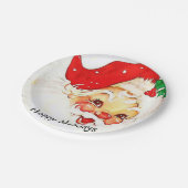 Weihnachtspapier-Teller, Vintage Tafel Pappteller (Schrägansicht)