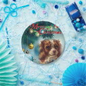 Weihnachtspapier-Teller, Vintager Hund Pappteller (Party)