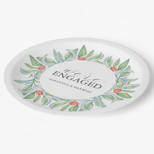 Weihnachtspapier-Teller Wasserfarbenkrez Pappteller (Schrägansicht)