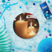 Weihnachtspapier-Teller, Weihnachtskerze Pappteller (Party)