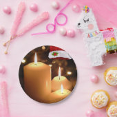 Weihnachtspapier-Teller, Weihnachtskerze Pappteller (Party)