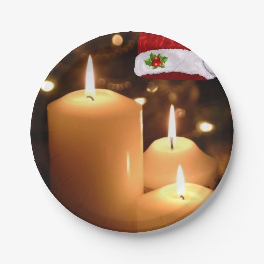 Weihnachtspapier-Teller, Weihnachtskerze Pappteller (Vorderseite)