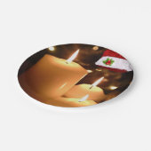 Weihnachtspapier-Teller, Weihnachtskerze Pappteller (Schrägansicht)