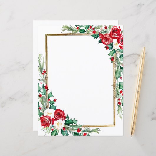 Weihnachtspapier und Rose (Vorderseite/Rückseite Beispiel)