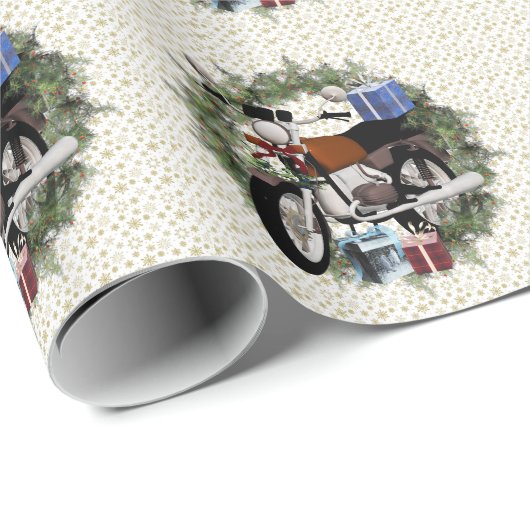 Weihnachtspapier zum Motorradschaden Geschenkpapier (Rolleneckpunkt)