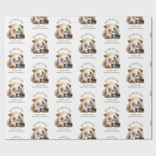 Weihnachtspapier zur Weihnachtskrippe - Heilige Fa Geschenkpapier (Flach)