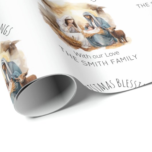 Weihnachtspapier zur Weihnachtskrippe - Heilige Fa Geschenkpapier (Rolleneckpunkt)