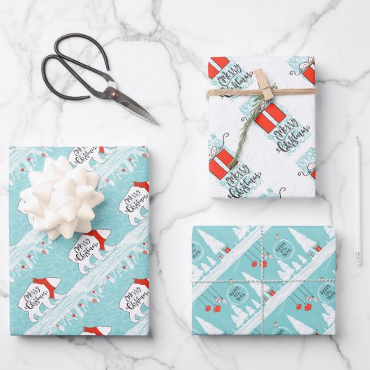 Weihnachtspapierblätter Geschenkpapier Set (Vorderseite)