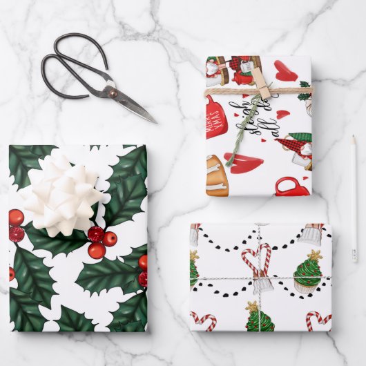 Weihnachtspapierblätter Geschenkpapier Set (Vorderseite)