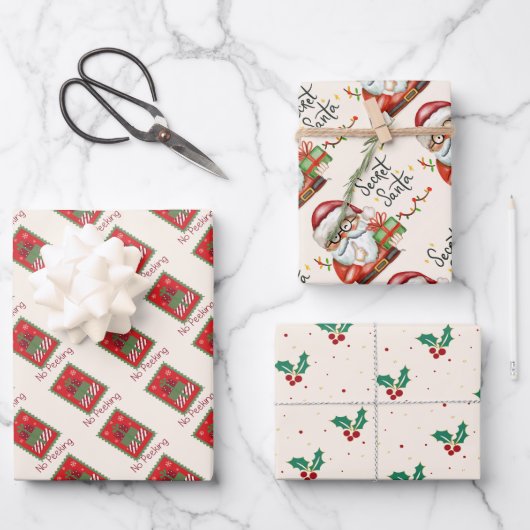 Weihnachtspapierblätter Geschenkpapier Set (Vorderseite)