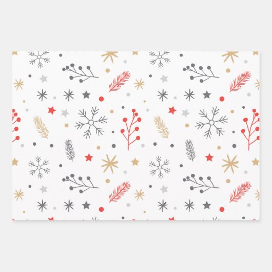 Weihnachtspapierblätter Geschenkpapier Set (Vorderseite 3)