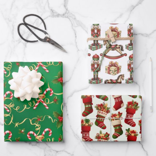 Weihnachtspapiere geschenkpapier set (Vorderseite)