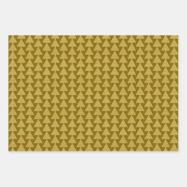 Weihnachtspapiere – Goldene und grüne Bäume Geschenkpapier Set