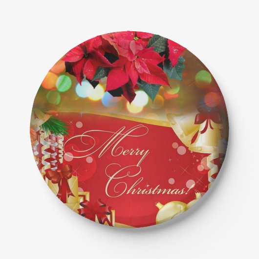Weihnachtspapierplatten, Frohe Weihnachten Pappteller (Vorderseite)