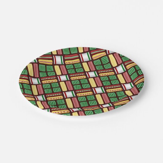 Weihnachtspapierplatten im Retro-Stil Pappteller (Schrägansicht)