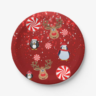 Weihnachtspapierteller, Pinguin Pappteller