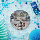 Weihnachtspapierteller, Schneemann Pappteller (Party)