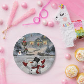 Weihnachtspapierteller, Schneemann Pappteller (Party)