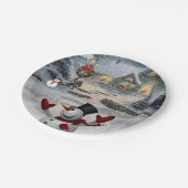 Weihnachtspapierteller, Schneemann Pappteller (Schrägansicht)