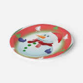 Weihnachtspapierteller, Schneemann Pappteller (Schrägansicht)
