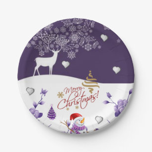 Weihnachtspapierteller, Schneemann Pappteller