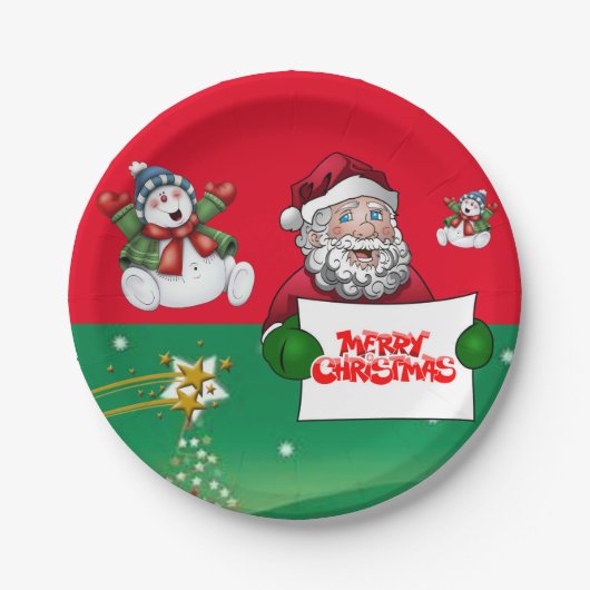 Weihnachtspapierteller, Schneemann Pappteller (Vorderseite)