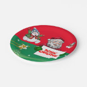 Weihnachtspapierteller, Schneemann Pappteller (Schrägansicht)
