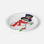 Weihnachtspapierteller, Schneemann Pappteller (Schrägansicht)