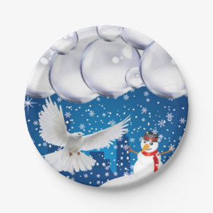 Weihnachtspapierteller, Schneemann Pappteller