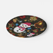 Weihnachtspapierteller, Schneemann Pappteller (Schrägansicht)
