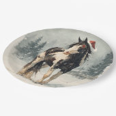 Weihnachtspapierteller / Schöne Paint Horse Pappteller (Schrägansicht)