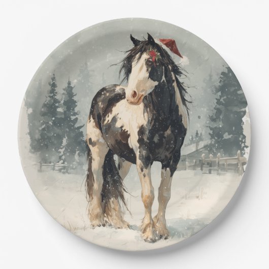 Weihnachtspapierteller / Schöne Paint Horse Pappteller (Vorderseite)