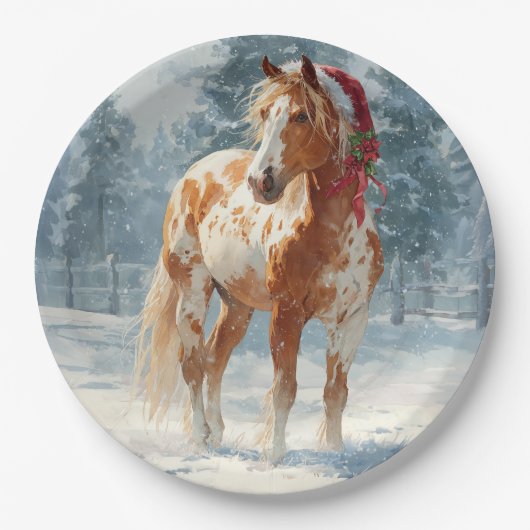 Weihnachtspapierteller / Schönes Appalossa-Pferd Pappteller (Vorderseite)