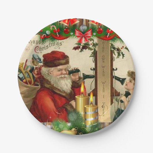 Weihnachtspapierteller, Vintage Pappteller (Vorderseite)