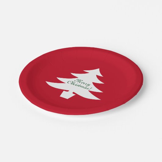 WeihnachtspapierTeller | Weihnachtsbaum mit Gruß Pappteller (Schrägansicht)